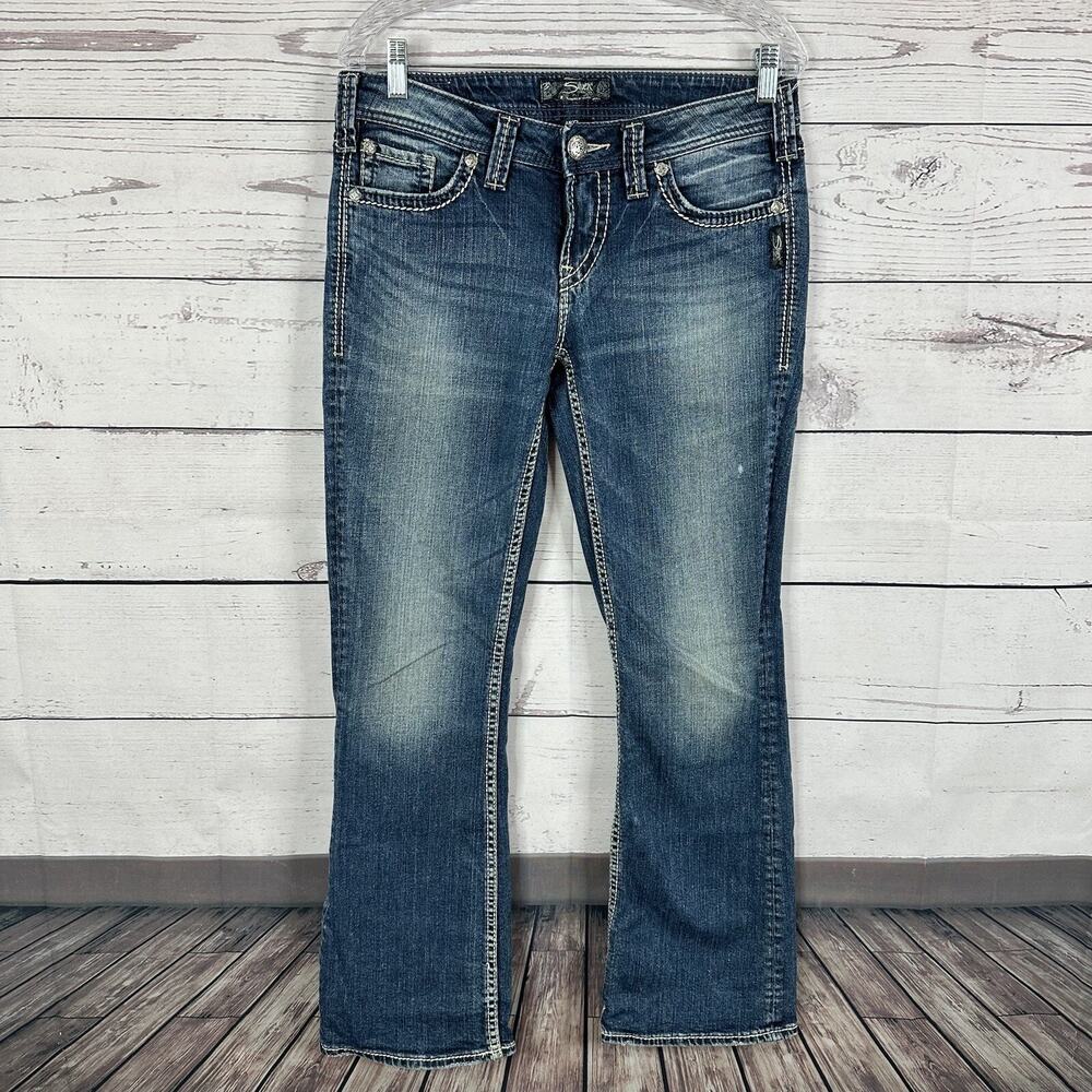 Silver Jeans Womens 29 Blue Aiko Bootcut Thick Stitch Western Rodeo Cowgirl‎